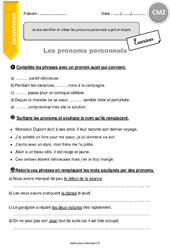 Pronoms personnels - Exercices avec correction : Primaire 5 - PDF à imprimer