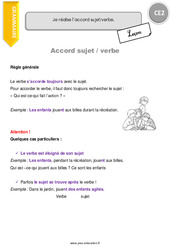 Accord sujet verbe - Cours, Leçon : Primaire 3 - PDF à imprimer