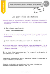 Proverbes et citations - Cours, Leçon : Primaire 5 - PDF à imprimer