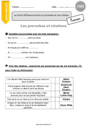 Proverbes et citations - Exercices avec correction : Primaire 5 - PDF à imprimer