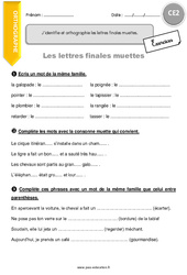 Lettres finales muettes - Exercices  : Primaire 3 - PDF à imprimer