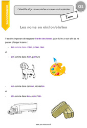 Noms en - oin, - ion, - ein, - ien - Cours, Leçon : Primaire 2 - PDF à imprimer