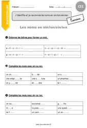 Noms en - oin, - ion, - ein, - ien - Exercices avec correction : Primaire 2 - PDF à imprimer