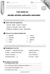 Noms en - ail, - aille, - eil, - eille, - euil, - euille, - ouil, - ouille - Examen Evaluation - Bilan : Primaire 2 - PDF à imprimer