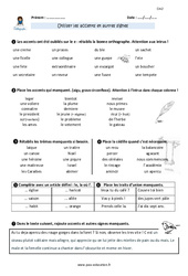 Utiliser les accents et autres signes - Exercices avec correction : Primaire 5 - PDF à imprimer