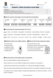 Utiliser les accents et autres signes - Examen Evaluation - Bilan : Primaire 5 - PDF à imprimer