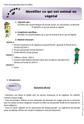 Animal ou végétal - Séquence - Fiche de préparation : Primaire 1 - PDF à imprimer
