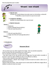 Vivant et non vivant - Séquence - Fiche de préparation : Primaire 1 - PDF à imprimer
