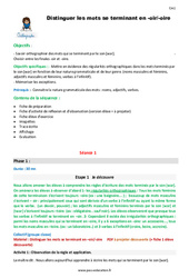 Distinguer les mots se terminant en oir - oire - Séquence - Fiche de préparation : Primaire 4 - PDF à imprimer