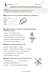 Noms terminés par les sons - ure et - ule - Examen Evaluation - Bilan : Primaire 4 - PDF à imprimer