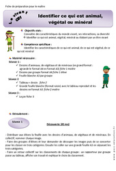 Animal, végétal ou minéral - Fiche de préparation : Primaire 2 - PDF à imprimer