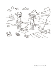 Coloriage A la plage - Été : Maternelle 1, 2 - PDF à imprimer