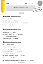 Homophones - ou et - où - Exercices : Primaire 2 - PDF à imprimer