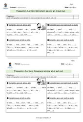 Mots contenant les sons - ai - eil - euil - ouil - Examen Evaluation - Bilan : Primaire 4 - PDF à imprimer