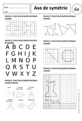 Axe de symétrie - Exercices corrigés - Symétrie axiale : Primaire 6 - PDF à imprimer