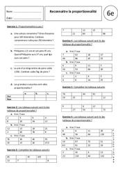 Reconnaitre la proportionnalité - Exercices corrigés : Primaire 6 - PDF à imprimer