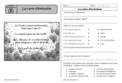La carte d'invitation - Ecrit fonctionnel - Lecture : Primaire 2 - PDF à imprimer