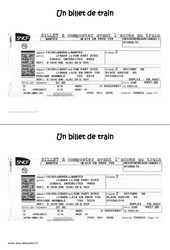 Un billet de train - Ecrit fonctionnel - Lecture : Primaire 2 - PDF à imprimer