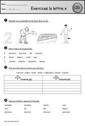 Exercices - La lettre x - Etude des sons : Primaire 2 - PDF à imprimer