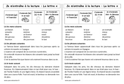 La lettre x - Phonologie - Etude des sons : Primaire 2 - PDF à imprimer