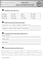 Révisions - t et d - Ne pas confondre - Etude des sons : Primaire - PDF à imprimer