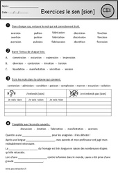 Exercices - Son sion - ssion - tion - Etude des sons : Primaire 2 - PDF à imprimer