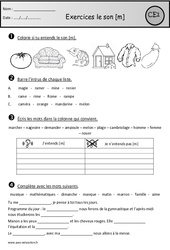 Exercices - Son m - Etude des sons : Primaire 2 - PDF à imprimer