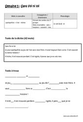 Sans foi ni loi - Dictée préparée - Semaine 5 : Primaire 2 - PDF à imprimer