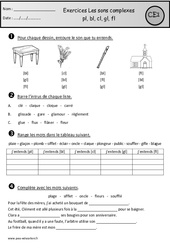 Exercices - Sons complexes pl, bl, cl, gl, fl - Etude des sons : Primaire 2 - PDF à imprimer