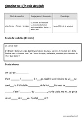 Un soir de Noël - Dictée préparée - Semaine 18 : Primaire 2 - PDF à imprimer