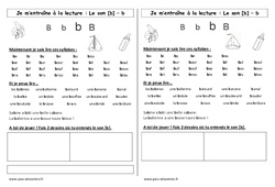 Son b - Phonologie - Etude des sons : Primaire 1 - PDF à imprimer