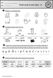 Exercices - Son wa - oi - Etude des sons : Primaire 1 - PDF à imprimer