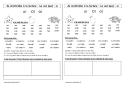 Son wa - oi - Phonologie - Etude des sons : Primaire 1 - PDF à imprimer