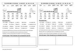 Son an, am, en, em - Phonologie - Etude des sons : Primaire 1 - PDF à imprimer
