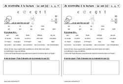 Son s - c, ç, t - Phonologie - Etude des sons : Primaire 1 - PDF à imprimer
