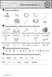 Exercices - Son o ouvert - Etude des sons : Primaire 1 - PDF à imprimer