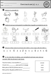 Exercices - Son z - Etude des sons : Primaire 1 - PDF à imprimer