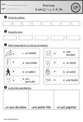 Révisions - Son j - Fiches i, y, il, ill, ille - Etude des sons : Primaire 1 - PDF à imprimer