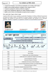 Colonies au XIXe siècle - Cours - Histoire : Secondaire 2 - PDF à imprimer