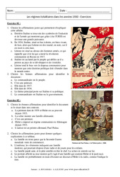 Les régimes totalitaires dans les années 1930 - Exercices corrigés : Secondaire 3 - PDF à imprimer