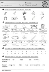 Exercices - Sons ette, erre, esse, elle - Etude des sons : Primaire 1 - PDF à imprimer