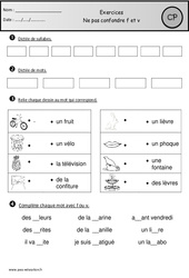 Révisions - Ne pas confondre f et v - Etude des sons : Primaire 1 - PDF à imprimer
