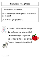 La Phrase - Affiche pour la classe - Grammaire : Primaire 1 - PDF à imprimer