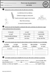 Noms - Exercices - Grammaire : Primaire 1 - PDF à imprimer