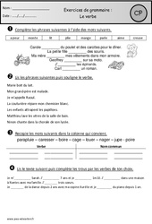 Verbe - Exercices - Grammaire : Primaire 1 - PDF à imprimer