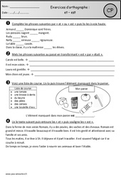 Exercices - et - est - Homonymes - Orthographe : Primaire 1 - PDF à imprimer