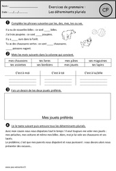 Déterminants pluriels - Exercices - Grammaire : Primaire 1 - PDF à imprimer