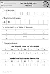 Exercices - Dizaines : Primaire 1 - PDF à imprimer