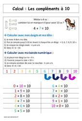 Compléments à 10 + la maison du 10 - Cours, Leçon - Calcul : Primaire 1 - PDF à imprimer