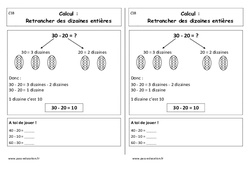 Retrancher des dizaines entières - Cours, Leçon : Primaire 1 - PDF à imprimer